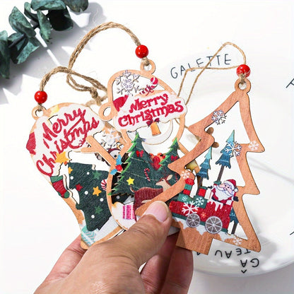 Wooden Merry Christmas Decorative Pendant