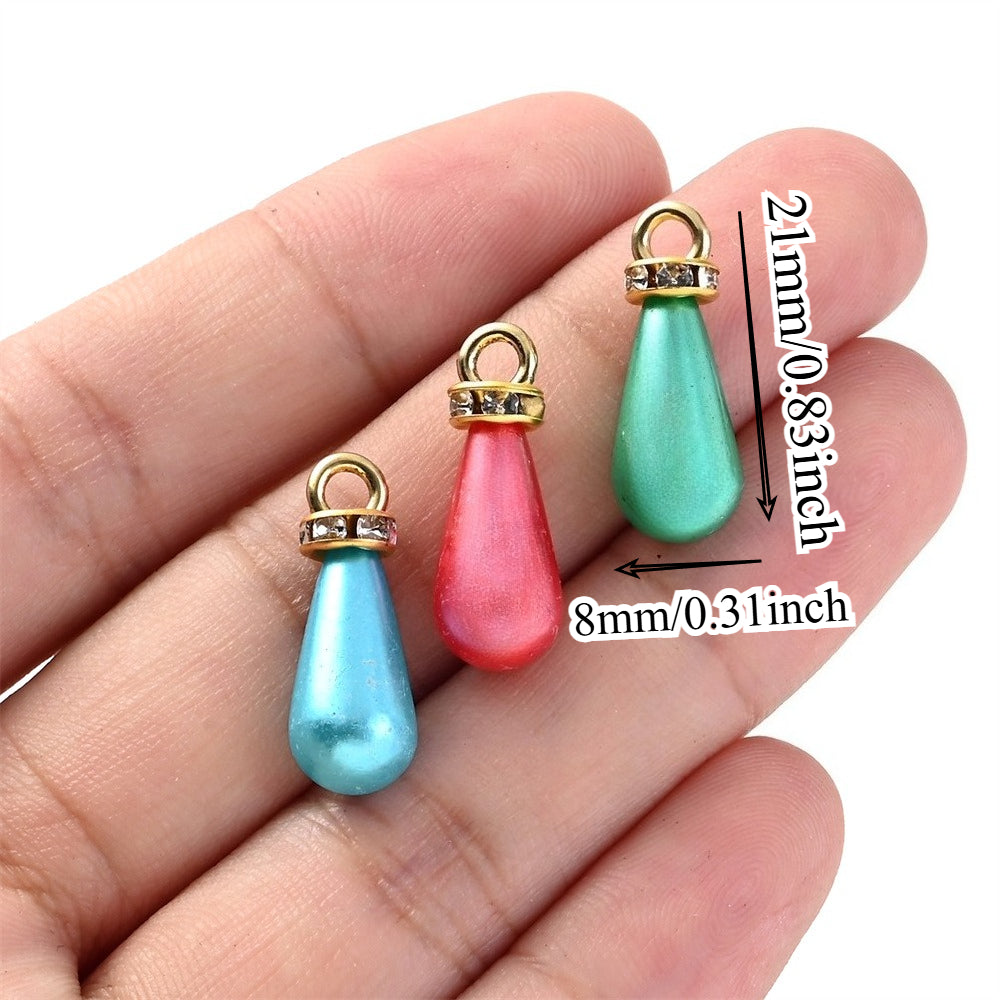 Multicolor Acrylic Imitation Pearl Waterdrop Charms