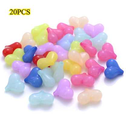 20PCS 17×21mm Multicolor Acrylic Heart Spacer Beads