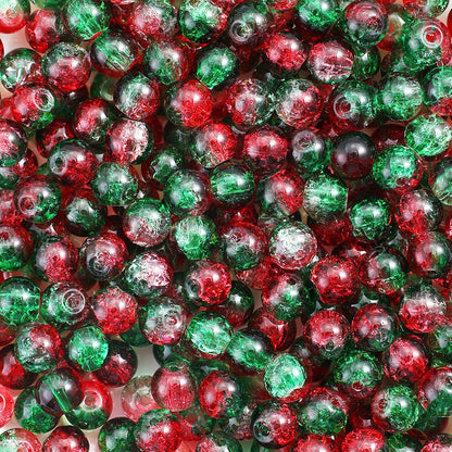 Red Green Gradient Crystal Round Beads