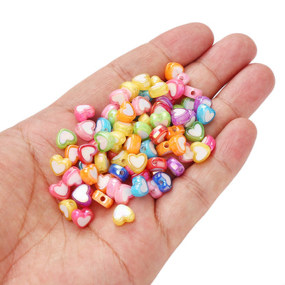 AB Mixed Color Heart Acrylic Beads