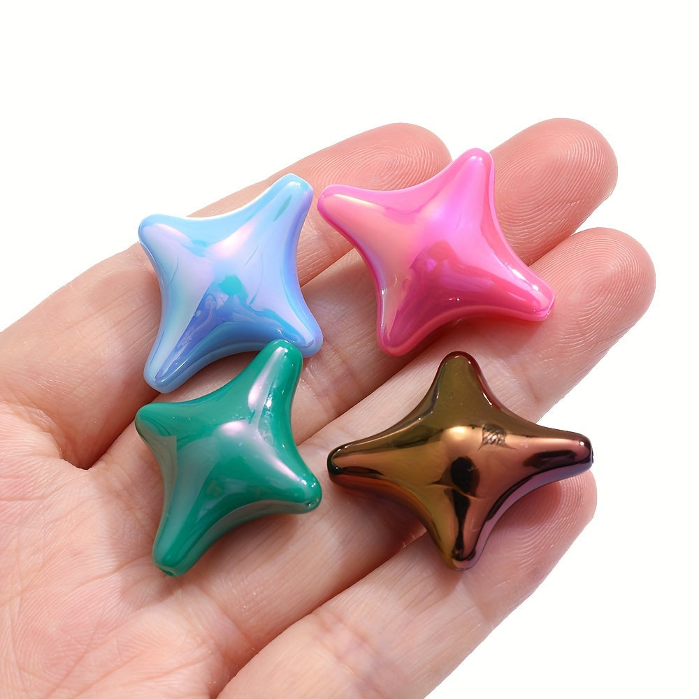 25x29mm 10pcs Mix Color Four-Point Star Acrylic Beads