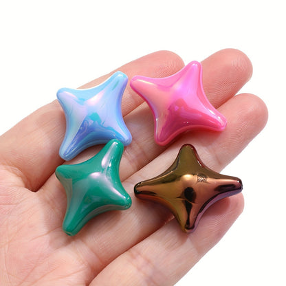 25x29mm 10pcs Mix Color Four-Point Star Acrylic Beads