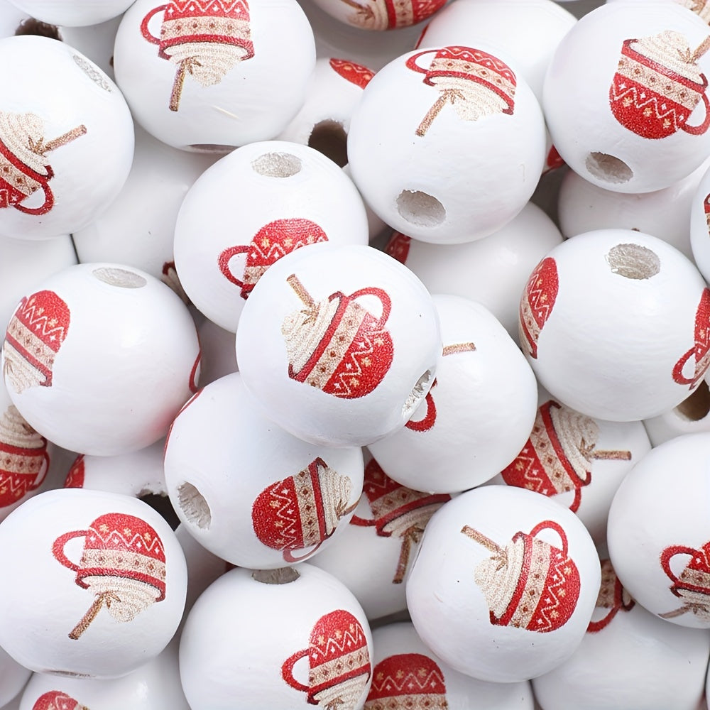 Christmas Wooden Pattern Beads