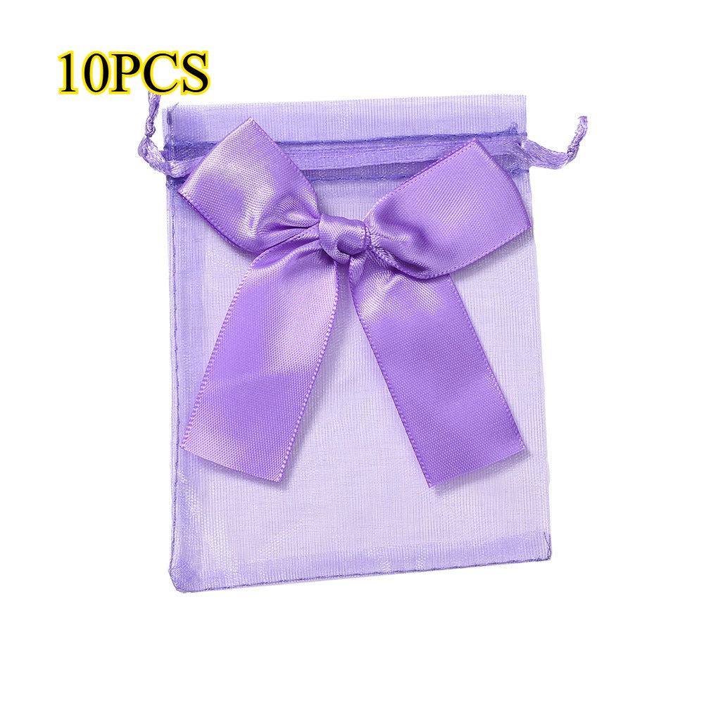 10PCS Organza Drawstring Gift Bag Set with Bowknot