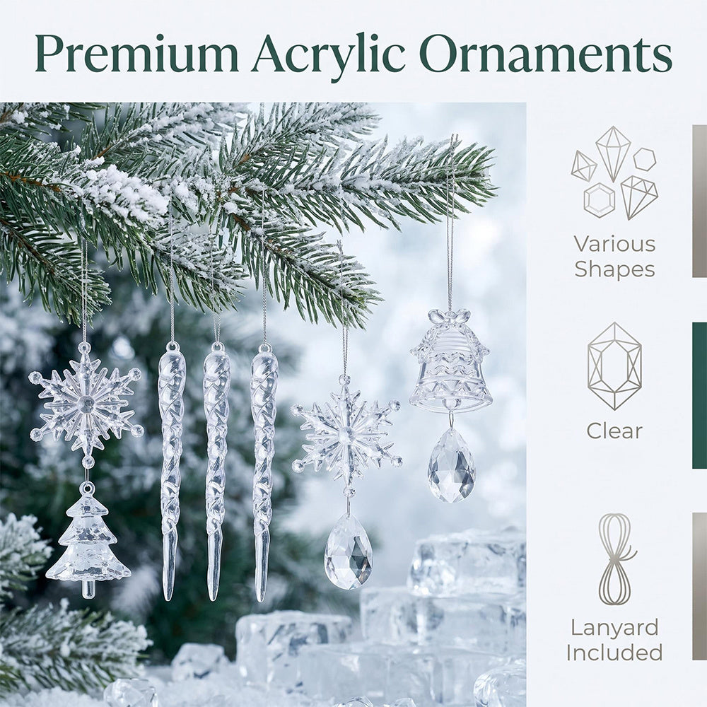 35-Piece Clear Acrylic Christmas Hanging Decorations