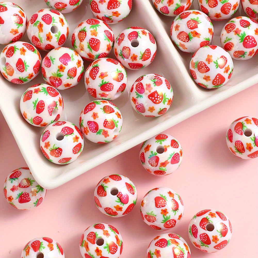 Glossy Strawberry Resin Beads