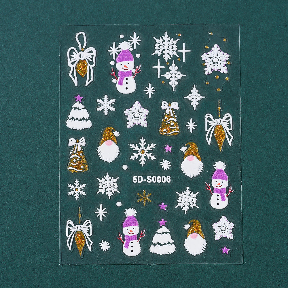 Christmas 5D Embossed Nail Art Stickers