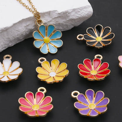 Color Block Daisy Enamel Charms