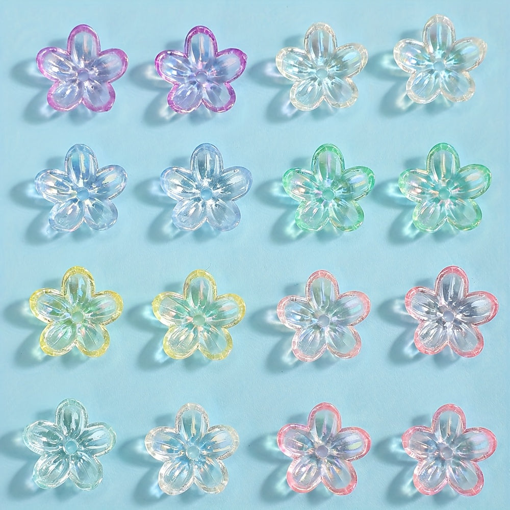 Clear Five-Petal Flower Acrylic Beads