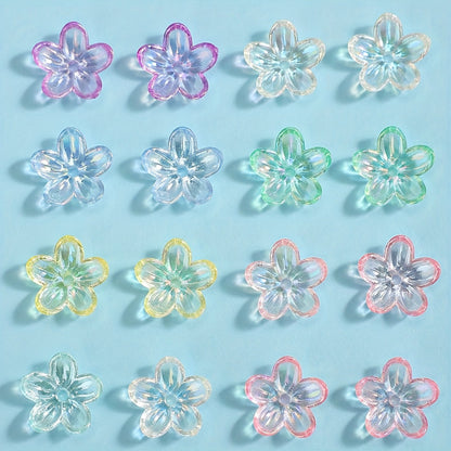 Clear Five-Petal Flower Acrylic Beads