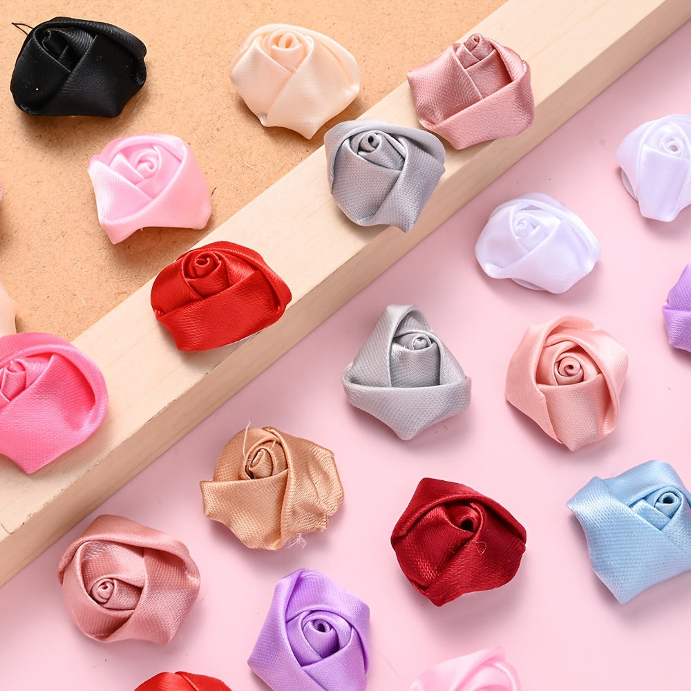 10PCS Multicolor Fabric Rose Bud Flower Embellishment Set