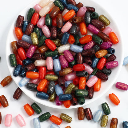 100PCS 11mm Printed Cylindrical Acrylic Bead Set