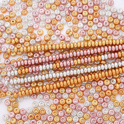 4 mm Glass Metal Abacus Rice Beads