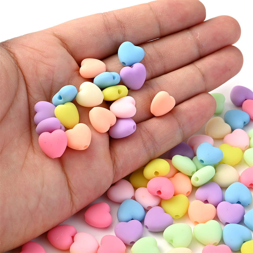 Matte Love Heart Acrylic Beads