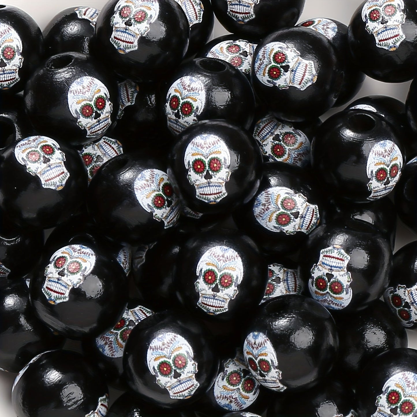 Halloween Skull Wooden Spacer Beads