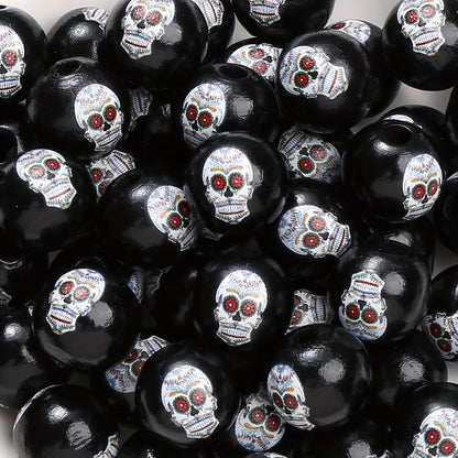 Halloween Skull Wooden Spacer Beads