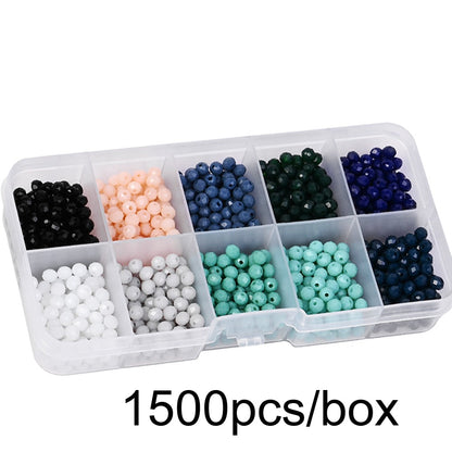 1500pcs/box Jewelry Beads Kit 4mm Mini Jewelry Faceted Beads Set