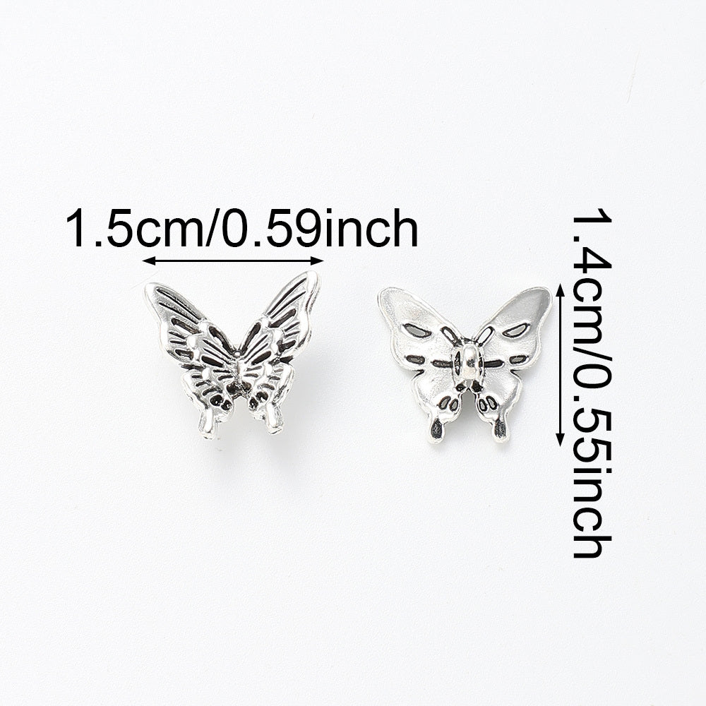 20PCS Retro Silver-Tone Hollow Butterfly Charms