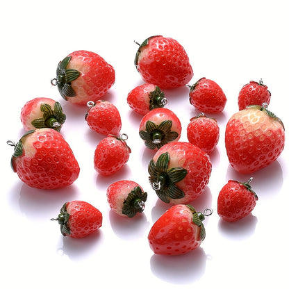 5PCS Red Resin Strawberry Charm Set