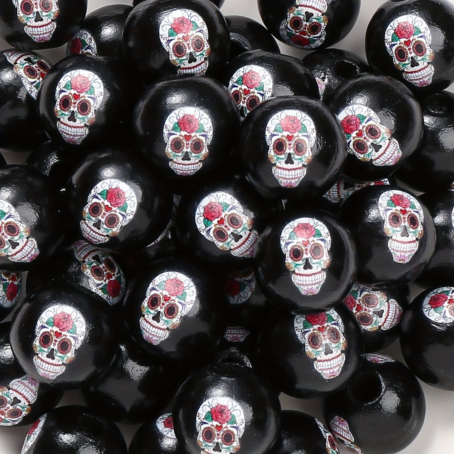 Halloween Skull Wooden Spacer Beads