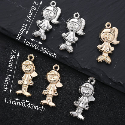 20PCS Gold & Silver CCB 3D Cartoon Boy & Girl Pendants