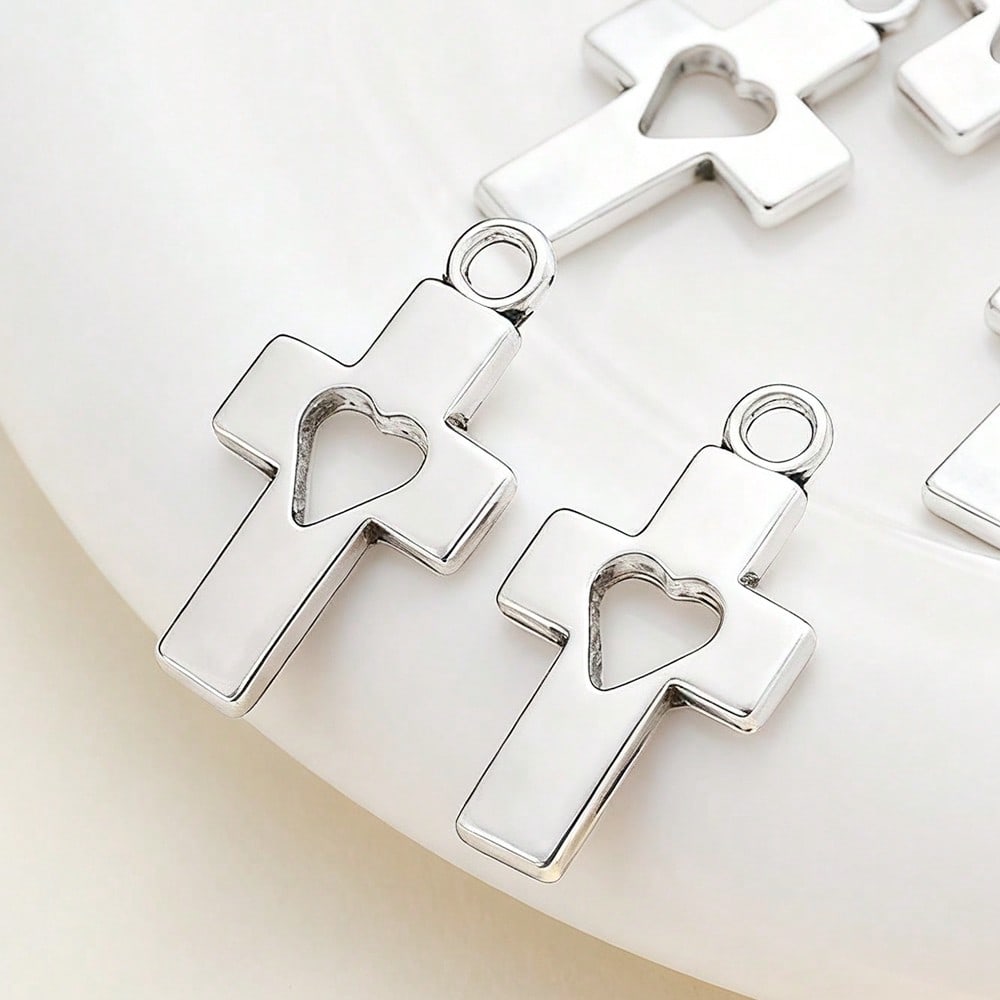 Heart Hollow Cross Pendant Charms