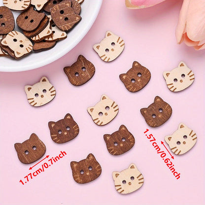 Kitten Wooden Buttons
