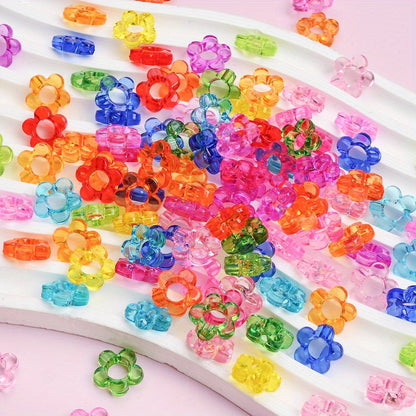 100-Piece 13 mm Clear Hollow Candy Color Flower Acrylic Beads