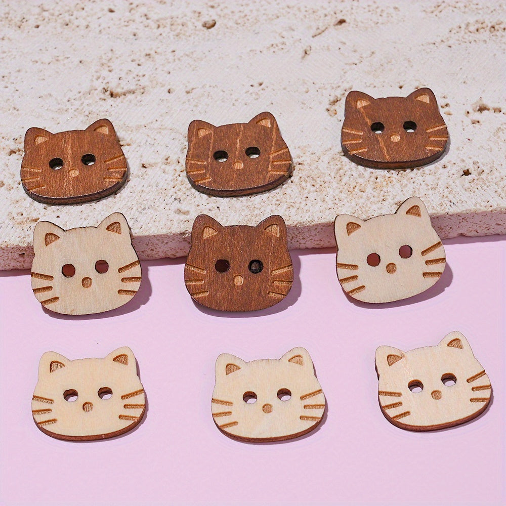 Kitten Wooden Buttons