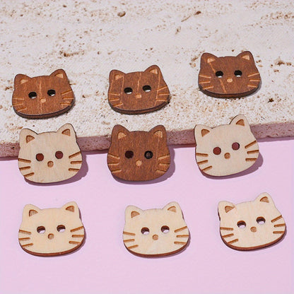 Kitten Wooden Buttons