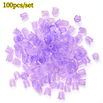 2026 New Arrival 10×11mm Gradient Flower Acrylic Bead Caps
