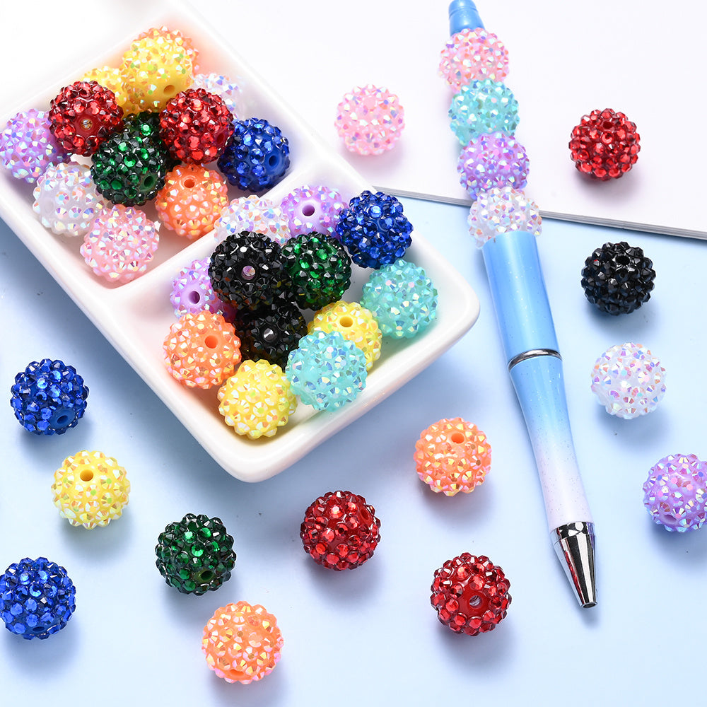10pcs/set 16mm Random Resin Bayberry Ball Rhinestone Beads