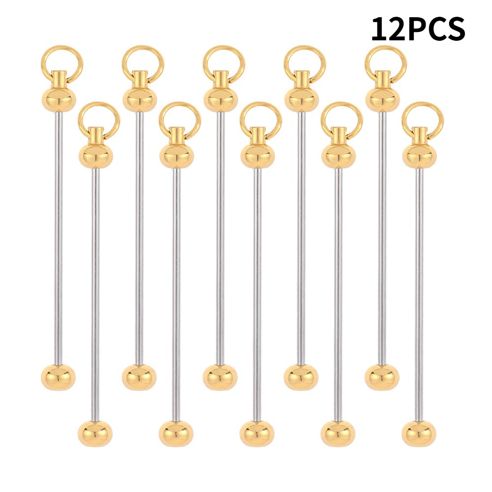 Metal Blank Bar Beadable Keychain Set