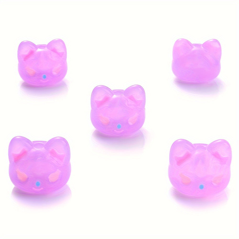 5PCS 17×19mm Luminous Owl Head Acrylic Bead Set