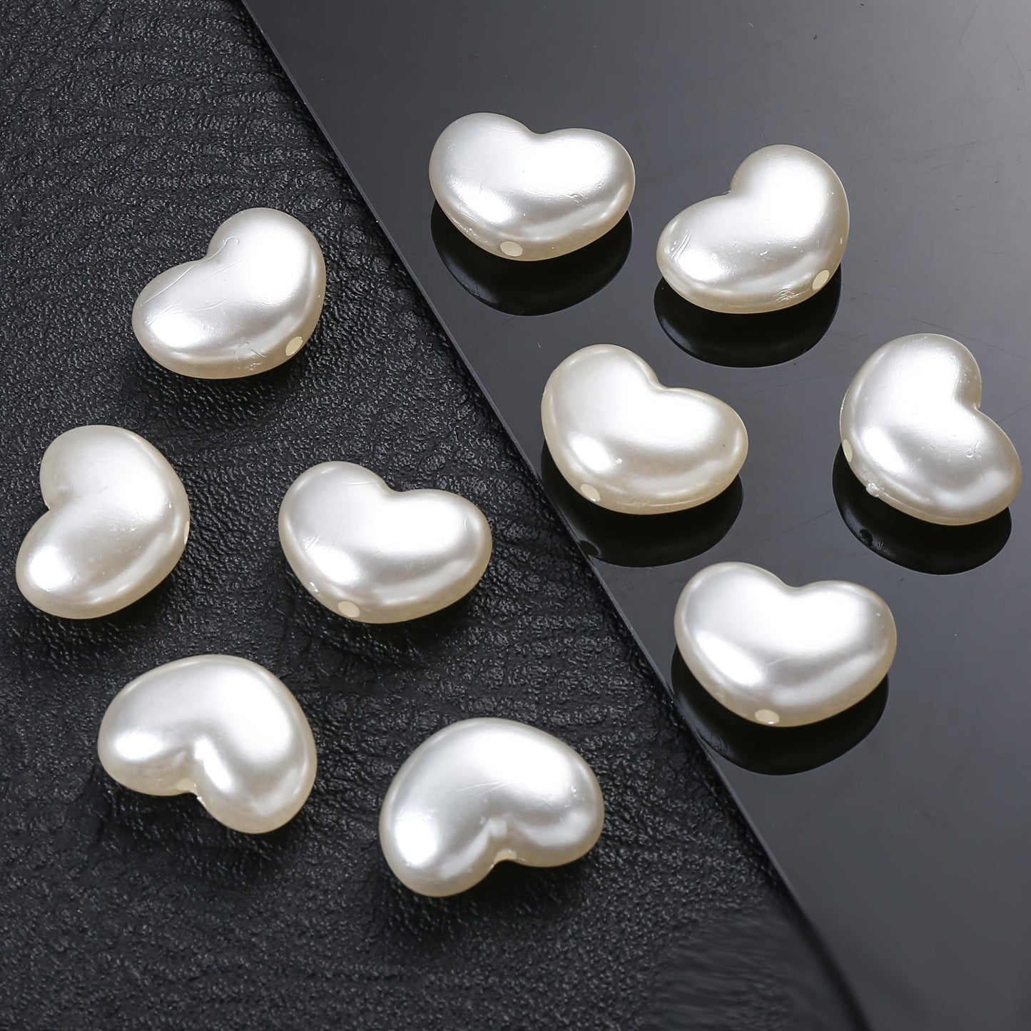 10PCS 16×21mm White Heart Acrylic Bead Set