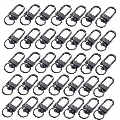 50-Piece Black Metal Swivel Lobster Clasp Set