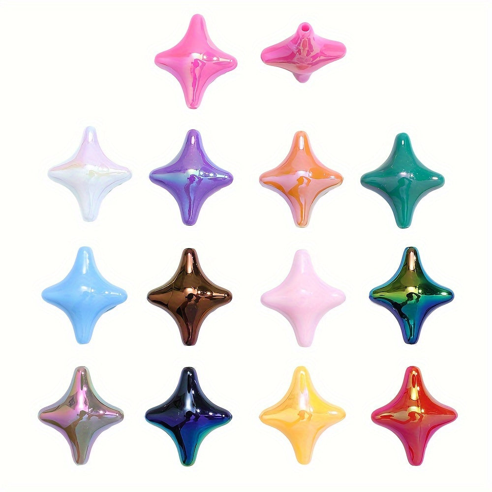 25x29mm 10pcs Mix Color Four-Point Star Acrylic Beads