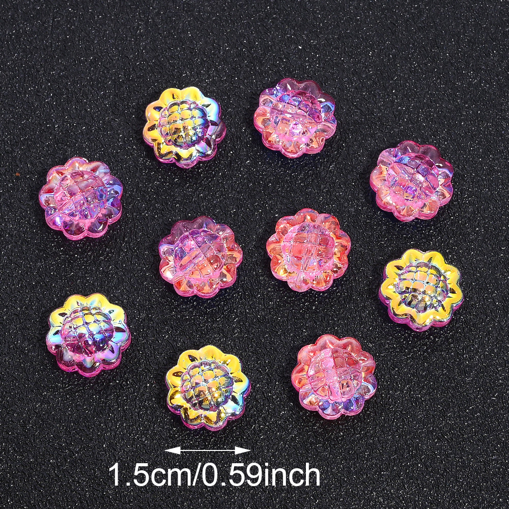 20PCS 15mm Transparent AB Sunflower Glass Jelly Spacer Beads