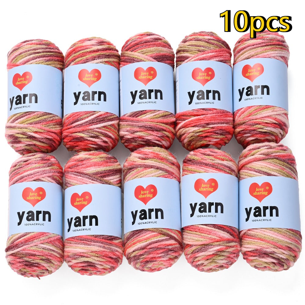 10PCS 10×4cm Rainbow Gradient Polyester Knitting Yarn
