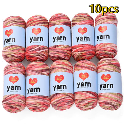 10PCS 10×4cm Rainbow Gradient Polyester Knitting Yarn