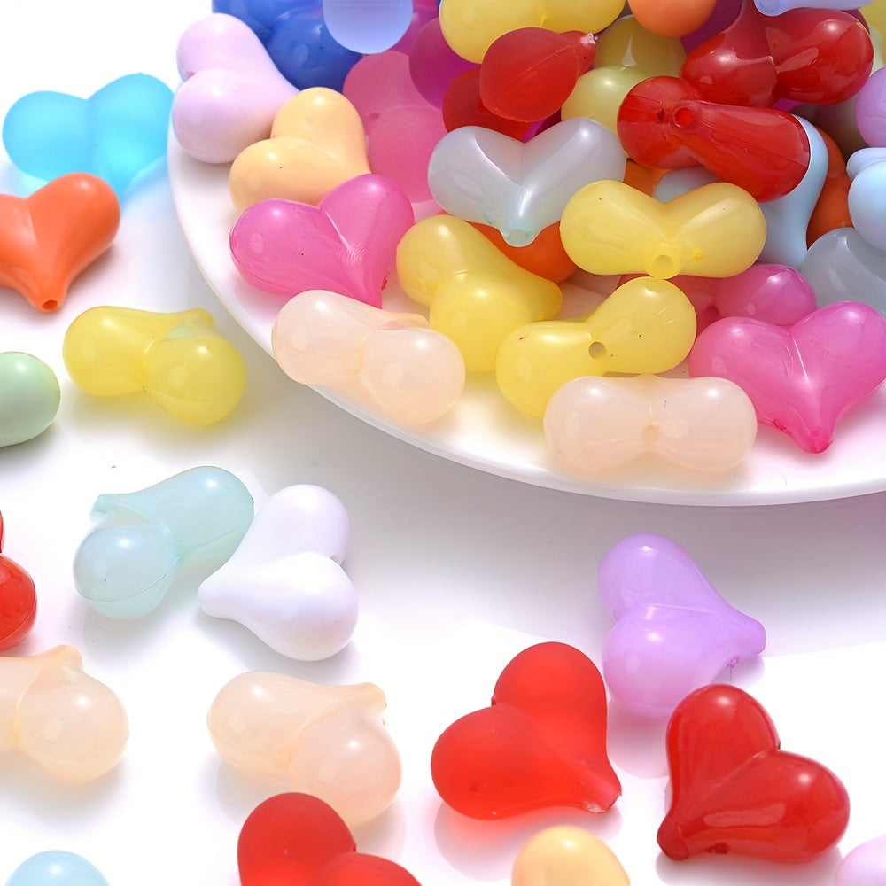 20PCS 17×21mm Multicolor Acrylic Heart Spacer Beads