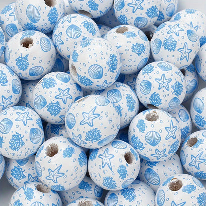 Marine-Themed Wooden Beads