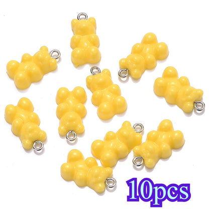 10-Piece 10x20 mm Vibrant Resin Bear Charms