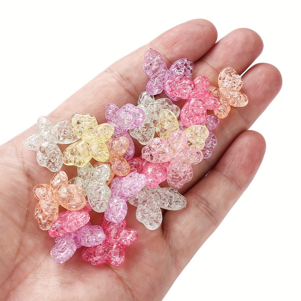 20PCS 18×21mm Colorful Transparent Butterfly Acrylic Beads