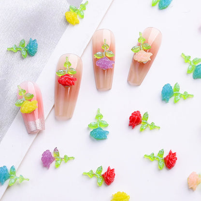 Luminous Green Leaf Flower Resin Beads