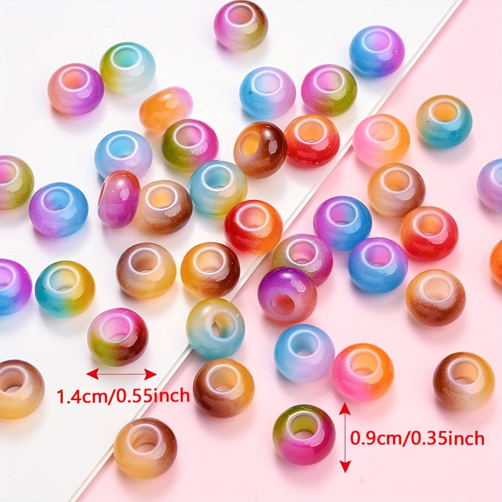 Glossy Two-Color Acrylic Large Hole Spacer Beads
