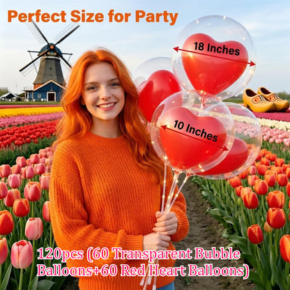 Bubble & Red Heart Balloon Set