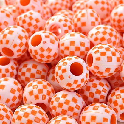 10PCS 14mm Multicolor Checkerboard Acrylic Bead Set