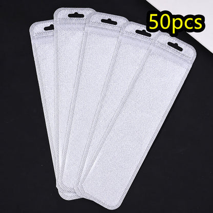 50-Piece 2.16x8.66 in Glitter Holographic Resealable Bags